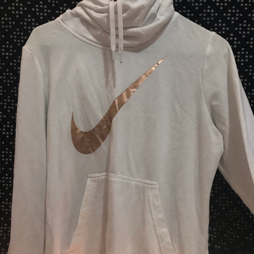 white and gold bike sweatshirt